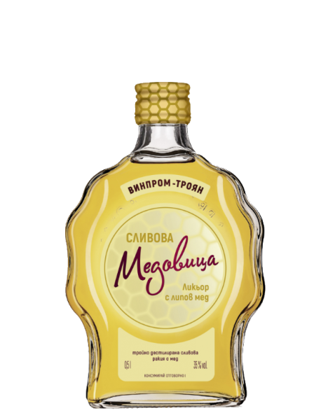 Pflaumenbrandlikör mit Lindenhonig "MEDOVICA", Toyanski Slivov Likör mit Honig, 35 %vol., 0,5 l,